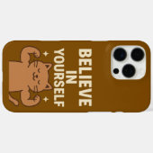 Motivatie Flexing Cat - "Geloof in jezelf" Case-Mate iPhone Case (Achterkant (horizontaal))