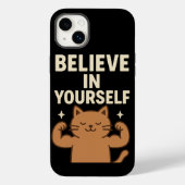 Motivatie Flexing Cat - "Geloof in jezelf" Case-Mate iPhone Case (Achterkant)