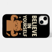 Motivatie Flexing Cat - "Geloof in jezelf" Case-Mate iPhone Case (Achterkant (horizontaal))