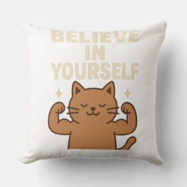 Motivatie Flexing Cat - "Geloof in jezelf" Kussen