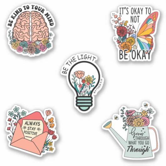 Motivatie Floral Mental Sticker Bundle (Voorkant)