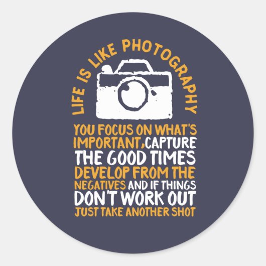 Motivatie fotografie focust op wat belangrijk is ronde sticker (Voorkant)