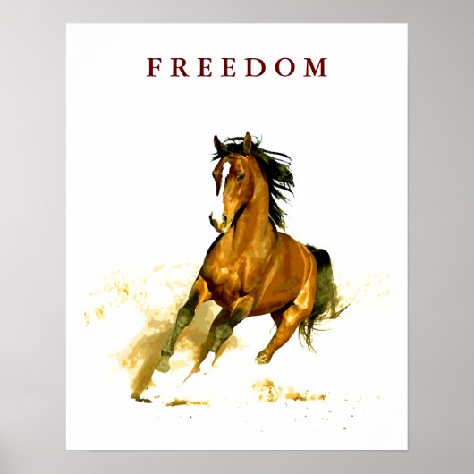 Motivatie Freedom Running Horse Poster (Voorkant)