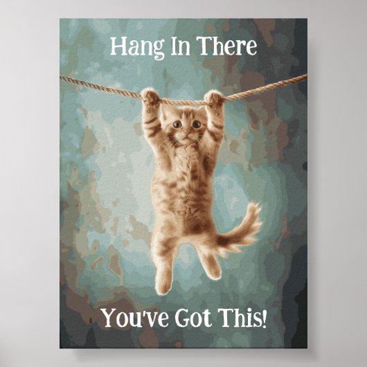 Motivatie Funny Hang In There Cat Poster (Voorkant)