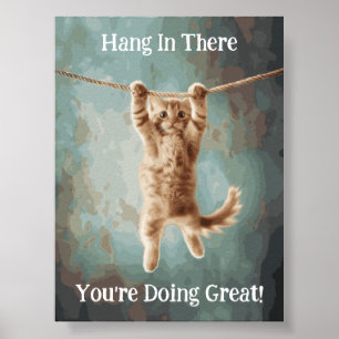 Motivatie Funny Hang In There Cat Poster