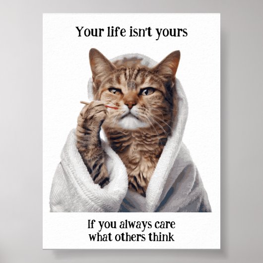 Motivatie Funny Inspirerend Cat Poster (Voorkant)