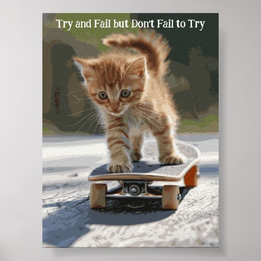Motivatie Funny Inspirerend Cat Poster (Voorkant)