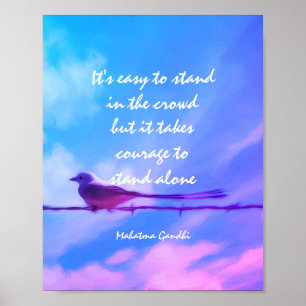 motivatie Gandhi citaat vogel op blauw hemel Poste Poster