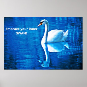 Motivatie Gedachtenswan Reflectie Blauw & Wit Poster