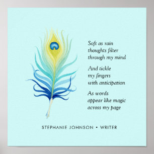 Motivatie gedicht voor schrijvers Peacock Quill Pe Poster