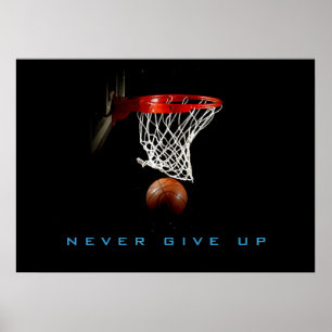 Motivatie Geef nooit Basketball Poster op