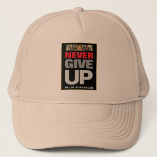 Motivatie Geef nooit op Geef Khaki nooit over Trucker Pet
