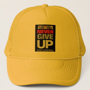 Motivatie Geef nooit op Geef nooit geel op Trucker Pet