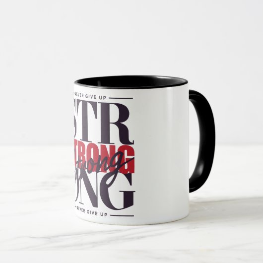 Motivatie geef nooit op mok (Voorkant rechts)