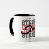 Motivatie geef nooit op mok (Voorkant links)