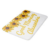 Motivatie gele bloem foto naam badmat (Gekanteld)