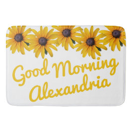 Motivatie gele bloem foto naam badmat