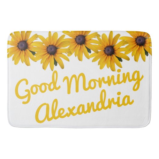 Motivatie gele bloem foto naam badmat (Voorkant)