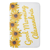 Motivatie gele bloem foto naam badmat (Voorkant Verticaal)