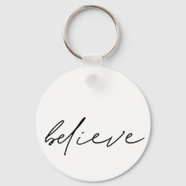 Motivatie geloof handgeschreven zwart script sleutelhanger