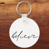 Motivatie geloof handgeschreven zwart script sleutelhanger (Voorkant)