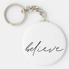 Motivatie geloof handgeschreven zwart script sleutelhanger