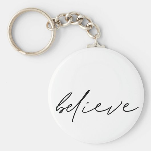 Motivatie geloof handgeschreven zwart script sleutelhanger (Voorkant)