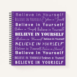 Motivatie "Geloof in jezelf" op Royal Paarse Notitieboek