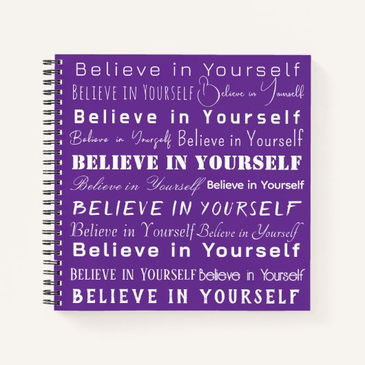 Motivatie "Geloof in jezelf" op Royal Paarse Notitieboek (Voorkant)