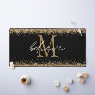 Motivatie Geloof Monogram Goud Glitter Zwart Bureaumat