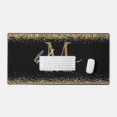Motivatie Geloof Monogram Goud Glitter Zwart Bureaumat (Keyboard & Muis)