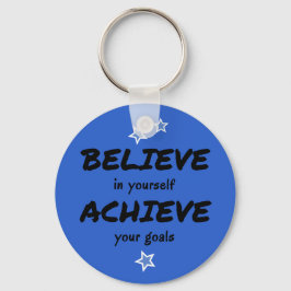 Motivatie geloven bereiken blauw sleutelhanger