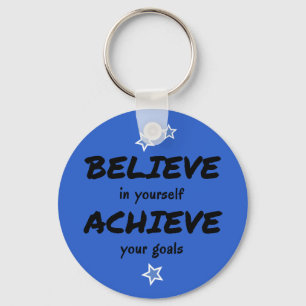 Motivatie geloven bereiken blauw sleutelhanger