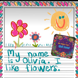 Motivatie gepersonaliseerd hart bloemleraar vierkante sticker