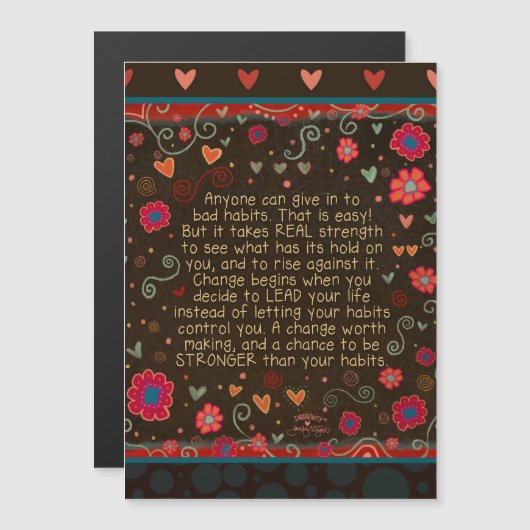 Motivatie gewoonten Floral Magnetische Kaart (Voorkant / Achterkant)