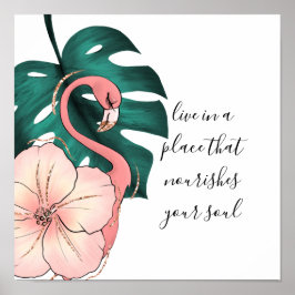 Motivatie Gezegde Elegant Pink Flamingo Poster