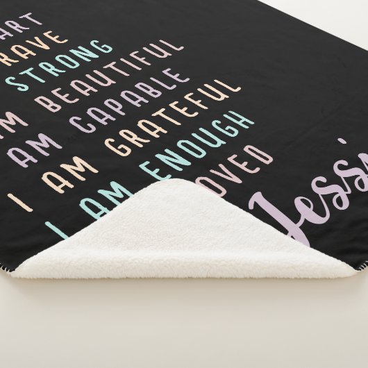 Motivatie Gift voor Tiener Meisje Zwart Custom Sherpa Deken (3/4)