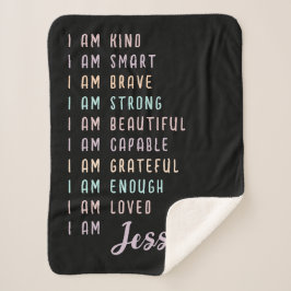 Motivatie Gift voor Tiener Meisje Zwart Custom Sherpa Deken