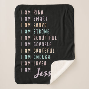 Motivatie Gift voor Tiener Meisje Zwart Custom Sherpa Deken