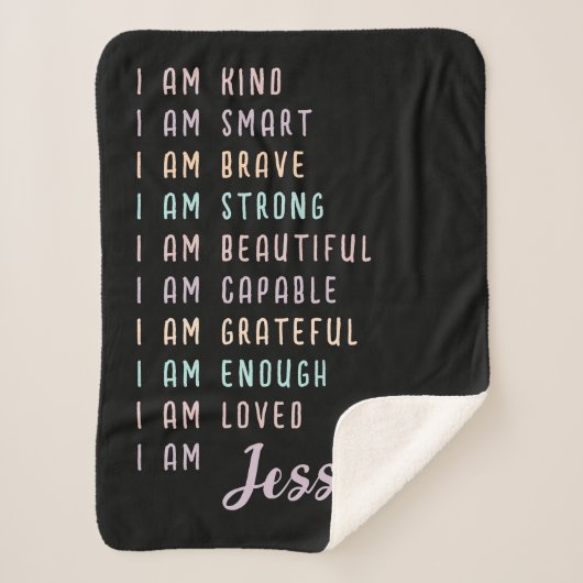 Motivatie Gift voor Tiener Meisje Zwart Custom Sherpa Deken (Voorkant)