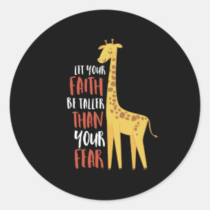 Motivatie Giraffe Faith Taller dan Angst Ronde Sticker