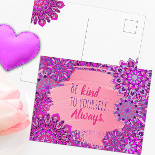 Motivatie Girly Pink Paars Floral Mandalas Briefkaart