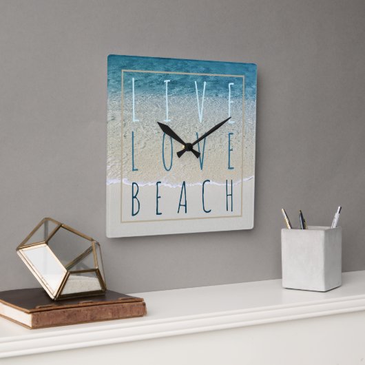 Motivatie golven van Turquoise Blue Ocean Surf Vierkante Klok (Kantoor)