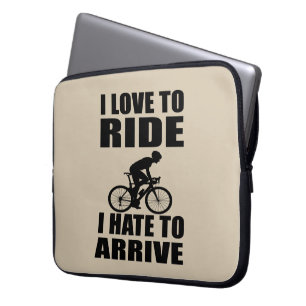 Motivatie grappige fietsquotes laptop sleeve