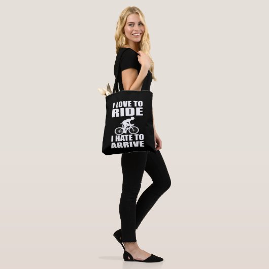 Motivatie grappige fietsquotes tote bag (Op model)