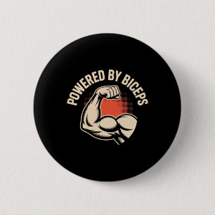 Motivatie Grappige Gym Humor Biceps Gains Powered Ronde Button 5,7 Cm
