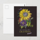 Motivatie Grateful  Sunflower Bouquet Briefkaart (Voorkant / Achterkant)