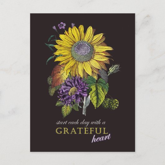 Motivatie Grateful  Sunflower Bouquet Briefkaart (Voorkant)