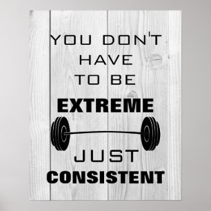 Motivatie Gym Workout Fitness quote roesthout Poster