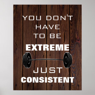 Motivatie Gym Workout Fitness quote roesthout Poster